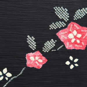 Haori Jacket Vintage(1950-1980) Black Shibori Flower Silk #9849B2