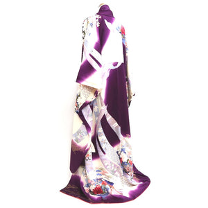 Furisode Purple White Peony Ume Tall Silk #9697J4