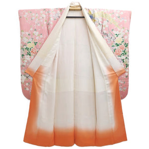Furisode Pink Cherry Blossom Peacock Tall Silk #10552B4