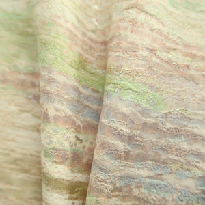 Haori Jacket Vintage(1950-1980) Blue Green Pink Abstract art Silk #9894B3