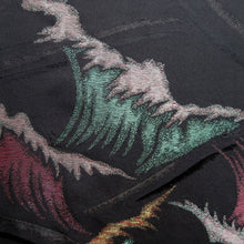 Load image into Gallery viewer, Haori Jacket Vintage(1950-1980) Black Gold Silver Wave Silk #10991F4
