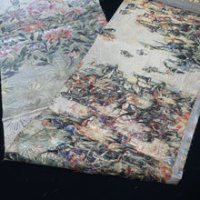 Load image into Gallery viewer, BB10012AB Silk Obi Fabric Pine Tree Bird Gold Green 83.9x11.0in(213x28cm)
