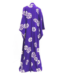 Kimono Vintage(1950-1980) Purple Shibori Flower Silk #10264E4