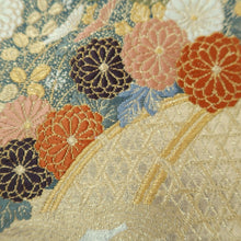 Load image into Gallery viewer, Fukuro Obi Gold Chrysanthemum Wisteria Pine Tree Silk BB270V5
