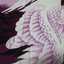 Load image into Gallery viewer, KK1454A1 Silk Kimono Fabric Vintage(Pre-1920) Crane Birds Purple 45.3x12.6in(115x32cm)
