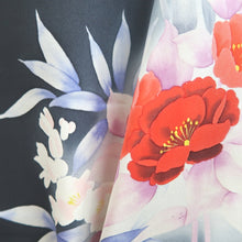 Load image into Gallery viewer, Haori Jacket Black Floral pattern Silk #11071A4
