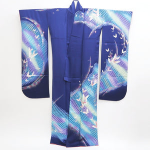 Furisode Dark Blue Butterfly Aurora Tall Silk #9707J5