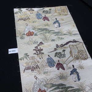 BB10023AC Silk Obi Fabric Heian Period Aristocrats White 50.8x10.6in(129x27cm)