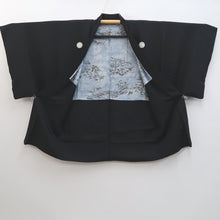 Load image into Gallery viewer, Men&#39;s Haori Vintage(1950-1980) Black Habutae Catsle Landscape Silk #9979C2
