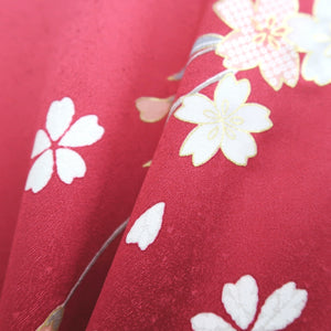 Furisode Red Gold Sakura Cherry Blossom Tall Silk #9686J4