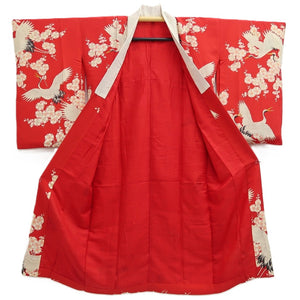 Juban Vintage(1950-1980) Red Crane Birds Silk #10503B1