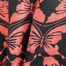 Load image into Gallery viewer, Haori Jacket Black Reddish Pink Butterfly Silk #10791D5
