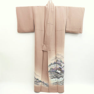 Kimono Rosybrown Zen Temple Landscape Tall Silk #9945B5