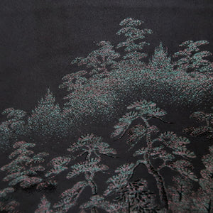 Haori Jacket Vintage(1950-1980) Black Mountain Landscape Silk #9862B2