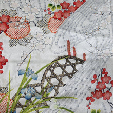 Load image into Gallery viewer, KK1420B8 Silk Kimono Fabric Vintage(1950-1980) Plum blossom Pearl white 65.7x13.4in(167x34cm)
