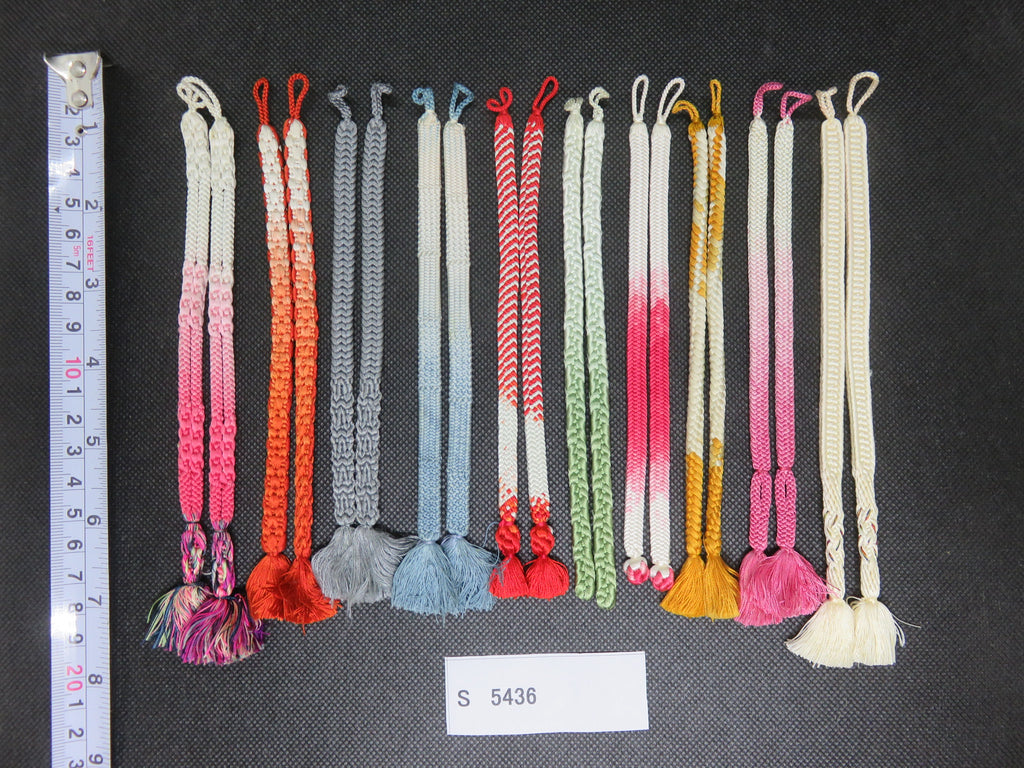 S#5436 Silk Haori Himo Flat Braid 10pcs Bundle Pack