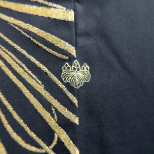 Haori Jacket Vintage(1950-1980) Black Gold Chrysanthemum Silk #9752A3