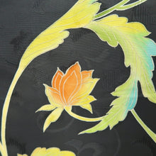 Load image into Gallery viewer, Haori Jacket Vintage(1950-1980) Black Botanical Silk #10811E1
