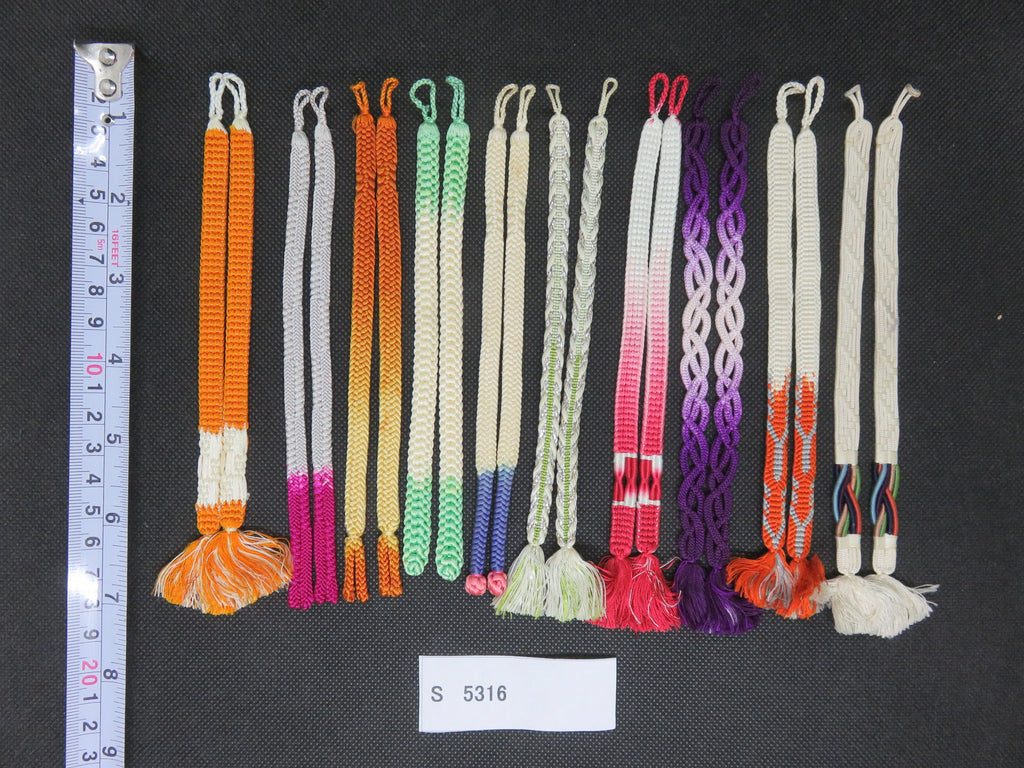 S#5316 Silk Haori Himo Flat Braid 10pcs Bundle Pack