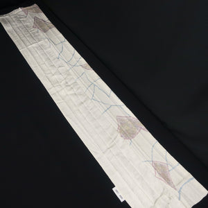 KK1380B7 Silk Kimono Fabric Vintage(1950-1980) Shibori White 72.0x12.2in(183x31cm)