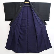 Load image into Gallery viewer, Men's Kimono Vintage(1950-1980) Black Montsuki Habutae Silk #10864E3
