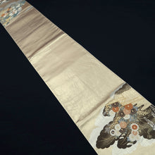 Load image into Gallery viewer, Fukuro Obi Gold Chrysanthemum Wisteria Pine Tree Silk BB270V5
