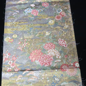 BB10053AD Silk Obi Fabric Flower Gold 52.4x11.0in(133x28cm)