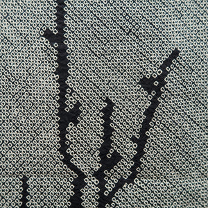 Haori Jacket Vintage(1950-1980) Black Pink Shibori Plum blossom Branch Silk #10049C5