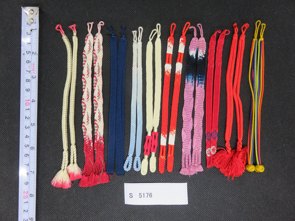 S#5176 Silk Haori Himo Flat Braid 10pcs Bundle Pack