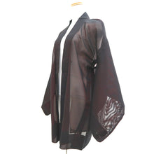 Load image into Gallery viewer, Haori Jacket Vintage(1950-1980) Black Red Sheer Bamboo leaf Silk #10972F3
