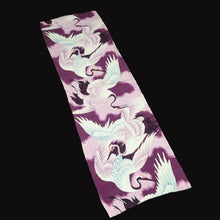 Load image into Gallery viewer, KK1455A1 Silk Kimono Fabric Vintage(Pre-1920) Crane Birds Purple 45.3x13.0in(115x33cm)
