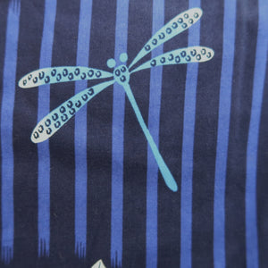 Yukata Black Blue Dragonfly Asagao Cotton #10344F3