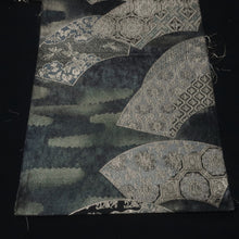 Load image into Gallery viewer, BB10103AG Silk Obi Fabric Folding Fan Black Gold 104.3x10.6in(265x27cm)
