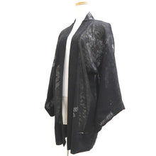 Load image into Gallery viewer, Haori Jacket Vintage(1950-1980) Black Silver Sheer Silk #10962F3
