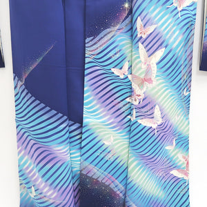 Furisode Dark Blue Butterfly Aurora Tall Silk #9707J5