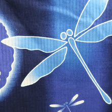 Load image into Gallery viewer, Yukata Black Purple Dragonfly Chrysanthemum Cotton #10473A5
