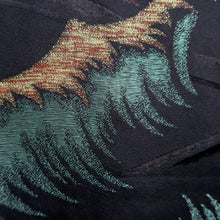 Load image into Gallery viewer, Haori Jacket Vintage(1950-1980) Black Gold Silver Wave Silk #10991F4
