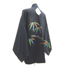 Load image into Gallery viewer, Haori Jacket Black Gold Bamboo leaf Silk #10982F3
