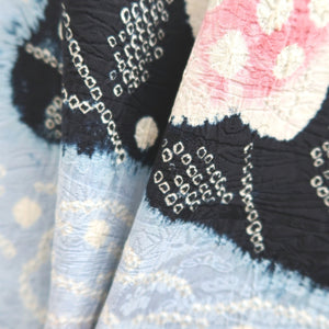 Haori Jacket Vintage(1950-1980) Black Shibori Ryusui Flower Silk #9727A1