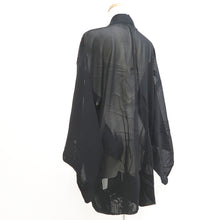 Load image into Gallery viewer, Haori Jacket Vintage(1950-1980) Black Sheer Botanical Embroidery Silk #10892E4
