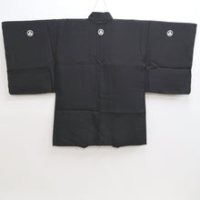 Load image into Gallery viewer, Men&#39;s Haori Vintage(1950-1980) Black Montsuki Habutae Silk #9828B1
