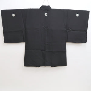 Men's Haori Vintage(1950-1980) Black Montsuki Habutae Silk #9828B1