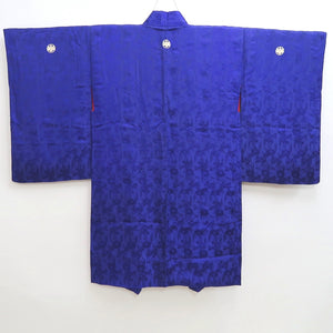 Haori Jacket Vintage(1920-1950) Blueish Purple Chrysanthemum Rinzu Long Silk #9956C1