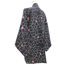 Load image into Gallery viewer, Haori Jacket Black Camellia Silk #10671C5
