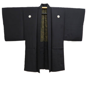 Men's Haori Vintage(1950-1980) Black Montsuki Silk #10422A2