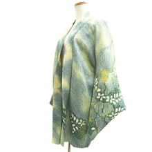 Load image into Gallery viewer, Haori Jacket Green Yellow Full Shibori Flower Silk #10701D1
