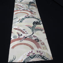 Load image into Gallery viewer, BB10043AD Silk Obi Fabric Crane Birds Gold Black 76.8x11.0in(195x28cm)
