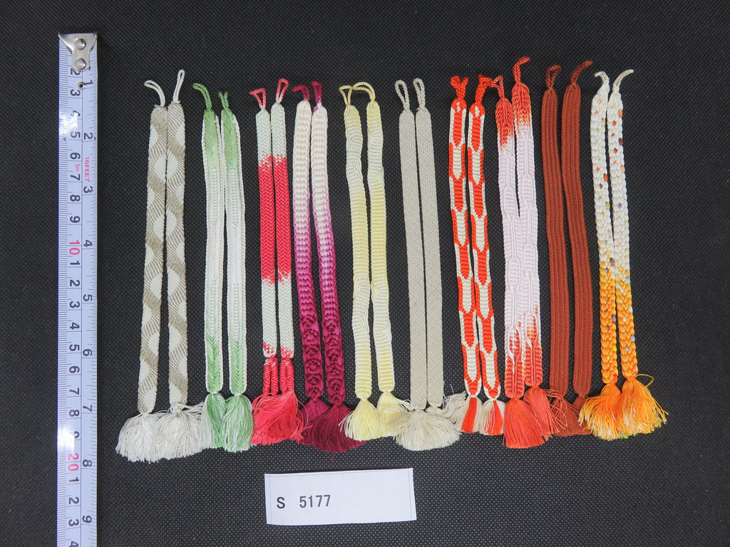 S#5177 Silk Haori Himo Flat Braid 10pcs Bundle Pack