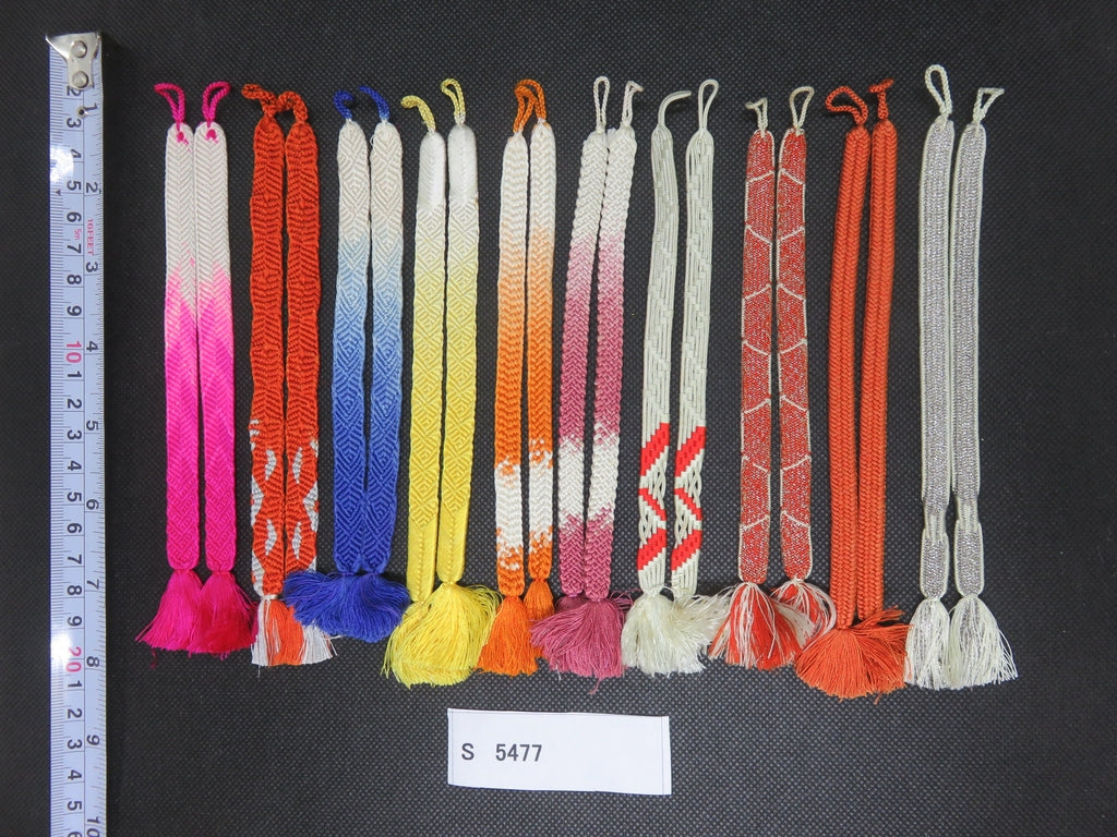 S#5477 Silk Haori Himo Flat Braid 10pcs Bundle Pack
