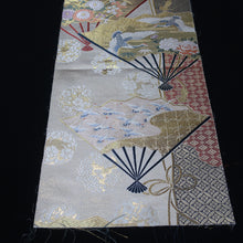 Load image into Gallery viewer, BB10083AF Silk Obi Fabric Crane Birds Gold 47.6x10.6in(121x27cm)
